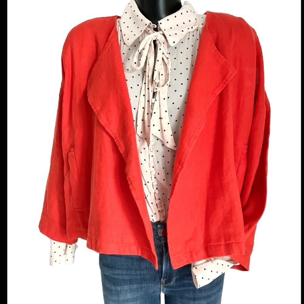 Womens EILEEN FISHER jacket BLAZER open stylish! Pockets! MEDIUM PETITE EUC!